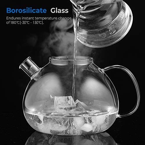 Ecooe 1,5L Teekanne Glas mit Stövchen und Teewärmer Edelstahl für Relaxen im Zuhause und beim Tee genießen