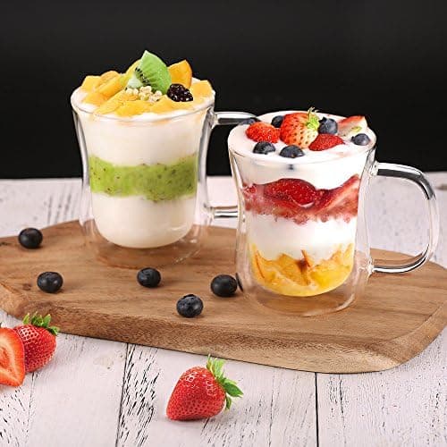 Ecooe Doppelwandige Kaffeetassen Glas 2er Set für Cappuccino und Tee Borosilikatglas