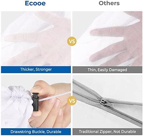 Ecoe groß Wäschesack für Waschmaschine, ideal für Schulanfang und Wohnung, XXL Netz mit Kordelstopper, 60x90cm