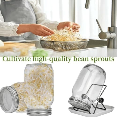 Edelstahl Sprouting Jar Glas 2er Set mit Filtergitter und Ständer,ideal für Microgreens-Zucht
