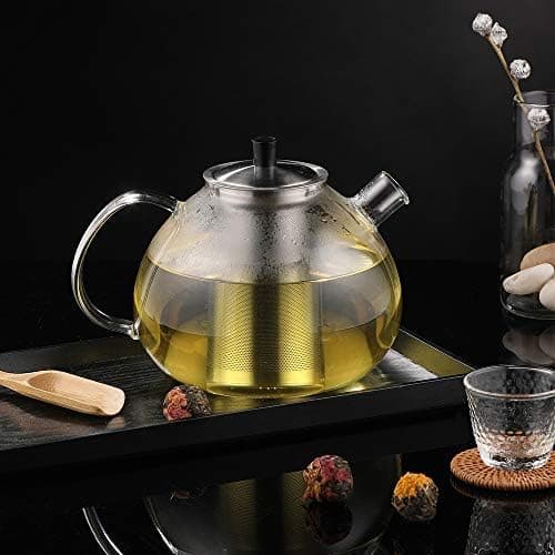 Ecooe 1,5L Teekanne Glas mit Stövchen und Teewärmer Edelstahl für Relaxen im Zuhause und beim Tee genießen