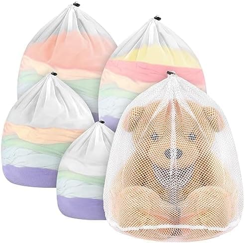 Ecoe groß Wäschesack für Waschmaschine, ideal für Schulanfang und Wohnung, XXL Netz mit Kordelstopper, 60x90cm