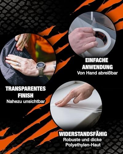 T-Rex Wetterfestes Transparentes Klebeband 48mm x 25m – Extra Stark für Indoor & Outdoor – UV-Fest – Ideal für Markisen-