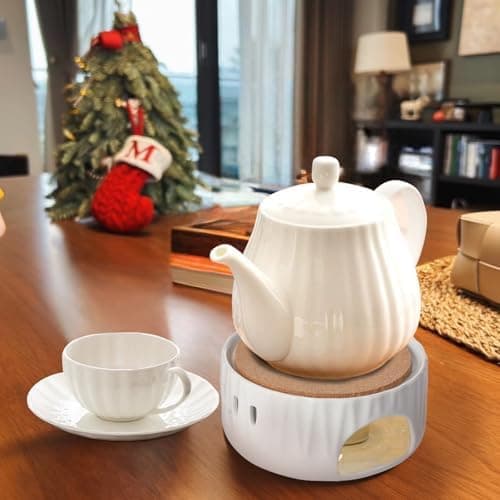 Ecoe Stövchen Teewärmer Kaffeewärmer 320ML Edelstahl mit Teelichtofen und Teelichthalter für Tee und Kaffee