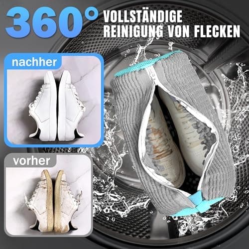 2 Stück Schuhwaschbeutel Waschmaschine - Für Schuhe, Mit Reißverschluss & Multi Schutz, Erhöhte Reibung im Inneren (Gelb