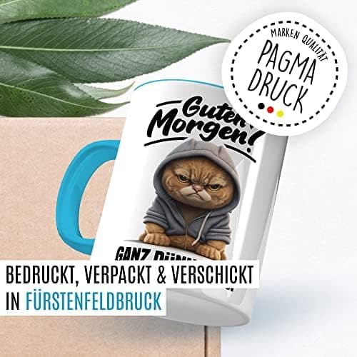 Lustige Katzen-Tasse Morgenmuffel Humor Geschenk für Verschlafene Kaffeebecher (Weiß & Schwarz)  
Geschmackvolle Witze K