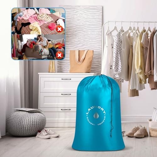 AiQInu Faltbarer Wäschesack mit Kordelzug für Reisende, 60 x 85 cm - Globally Recruited Standard