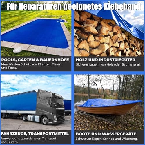 Reparaturset Schwarz für Zelt und Markise - Kleber zur Reparatur von Plane & Schutzplanen (5cm*10m)  
Klebeband Schwarz
