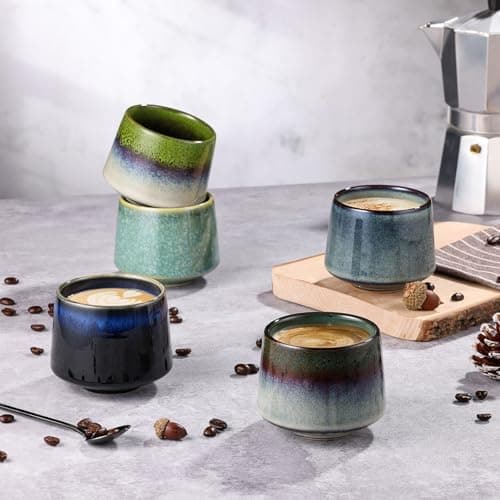 Cappuccino Tassen Set Dickwandig aus Steingut - Porzellan Kaffeetassen set für Männer Geschenke