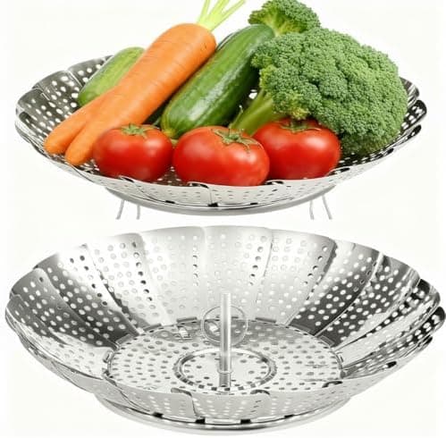 Edelstahl Dampfgarer Einstellbar Dünsteinsatz für Edelstahl Topf 23CM, Edelstahl Dampfgarer für Gemüse, Fisch und Meeres