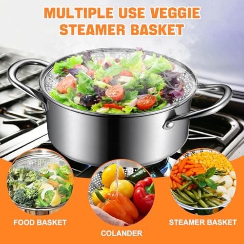 Edelstahl Dämpfgarer Einstellbar, 15cm-30cm, Spülmaschinengeeignet, für Gemüse und Fisch Meeresfrüchte Kochtöpfe Dünstei