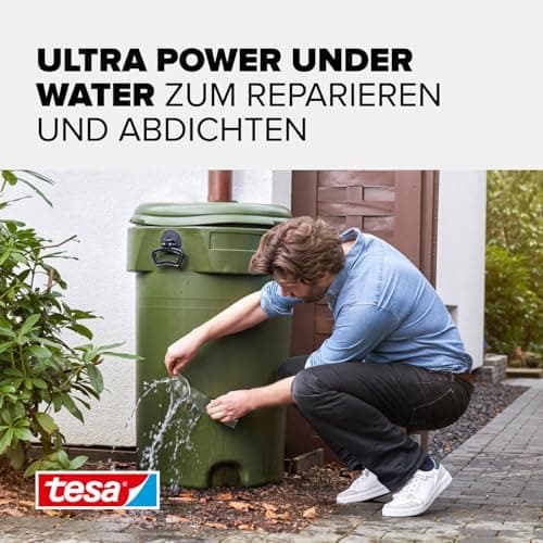 tesa Ultra Power Under Water Transparent - wasserfestes Klebeband für Pool, Zelt und Dachrinne - starke Abdichtungs- und