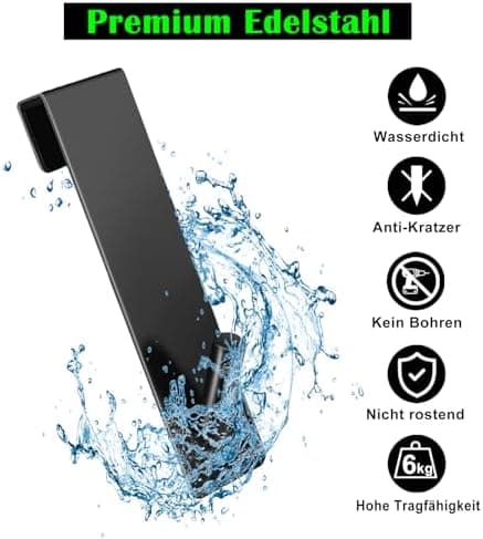 Edelstahl Verbesserte Duschhaken 4 Stück ohne Bohren für Glaswand Handtuchhalter mit Schutzmatte Dusche Zubehör Robust u