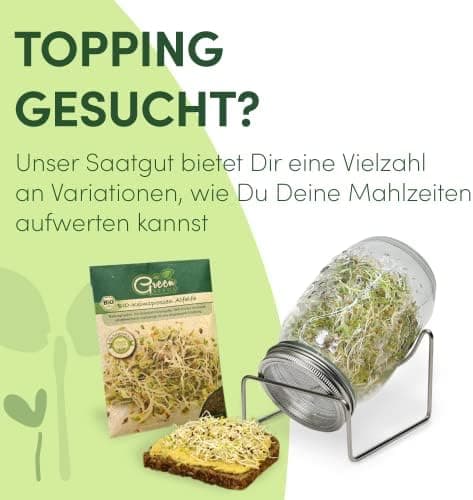 Sprossenglas Keimglas 2er Set 1000ml mit Edelstahl-Gitterdeckel für Haus und Garten bei GRATIS Ständer [Druckversion]
