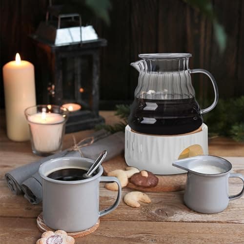 Ecoe Stövchen Teewärmer Kaffeewärmer 320ML Edelstahl mit Teelichtofen und Teelichthalter für Tee und Kaffee