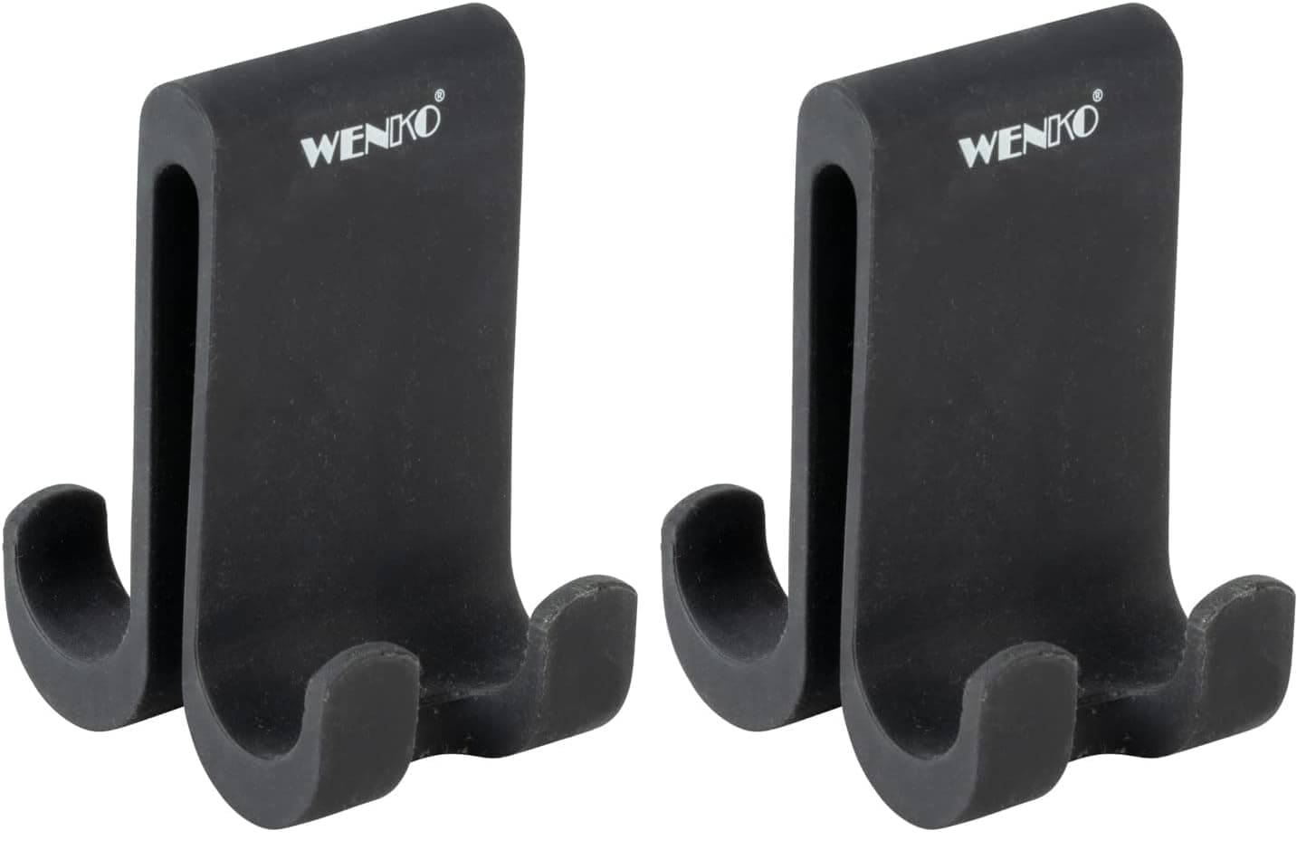WENKO Doppel-Duschhaken Verna Duo für Duschkabinen mit einer Wandstärke bis 10 mm - Lotsen Platz zum Aufhängen - Silikon