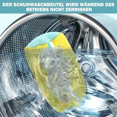 2 Stück Schuhwaschbeutel Waschmaschine - Für Schuhe, Mit Reißverschluss & Multi Schutz, Erhöhte Reibung im Inneren (Gelb