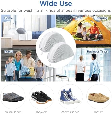 Ecooe Gelb 2 Stück Schuhwaschbeutel für Waschmaschine, Reinigungsflaum mit 360° Chenille, ideal für Sneaker und Turnschu