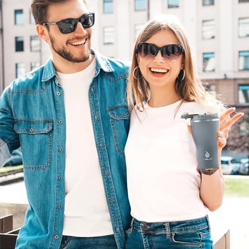 Ideaux Isolierbecher 14oz (420ml) | Doppelwandig | Eign. für Kaffee & Tee - Grün | Auslaufsicher | Reisebef. | Heiß & Ka
