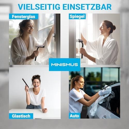 Minismus Silikon Duschabzieher Schwarz 28cm - Makellose Oberflächen, Kein Bohren erforderlich, Glas & FensterHalterung i