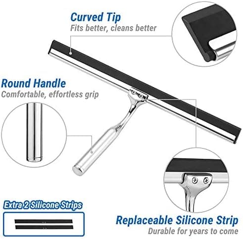 ECOOE Silikon Duschabzieher 33cm Schwarz, für Bad und Badezimmer
| ECOOE Silikonduschabzieher ohne Bohrungen, für Glass