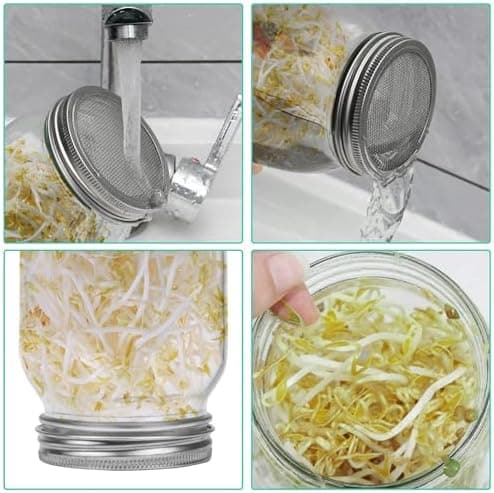 750ml Keimgläser Set für Sprossenzucht – Inklusive Edelstahlfilterdeckel, Verstellbarer Halterung und Abtropfschale – Id
