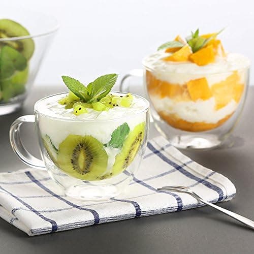 Ecooe Doppelwandige Kaffeetassen Glas 2er Set für Cappuccino und Tee Borosilikatglas