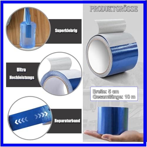 Reparaturset Schwarz für Zelt und Markise - Kleber zur Reparatur von Plane & Schutzplanen (5cm*10m)  
Klebeband Schwarz