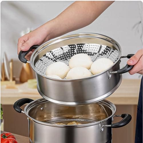 Edelstahl Dampfgarer Einstellbar - Dünsteinsatz für Topf Dampfgarer - Einstellbar 15-27 cm, Topf Dampfgarer für Gemüse,