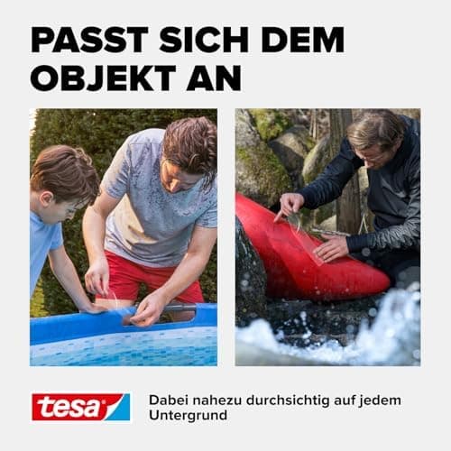 tesa Ultra Power Under Water Transparent - wasserfestes Klebeband für Pool, Zelt und Dachrinne - starke Abdichtungs- und