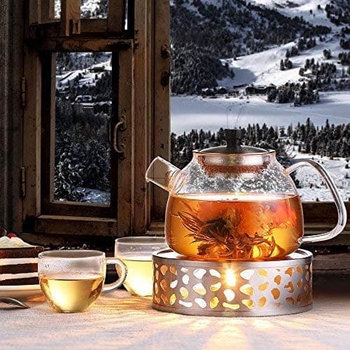 Ecoe Stövchen Teewärmer Kaffeewärmer 320ML Edelstahl mit Teelichtofen und Teelichthalter für Tee und Kaffee