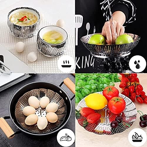 Edelstahl Gemüsedämpfer Dampfkorb für Meeresfrüchte Eier Fleisch (14 bis 2|5 cm)  
Edelstahl Gemüsedämpfer mit Dampfkorb