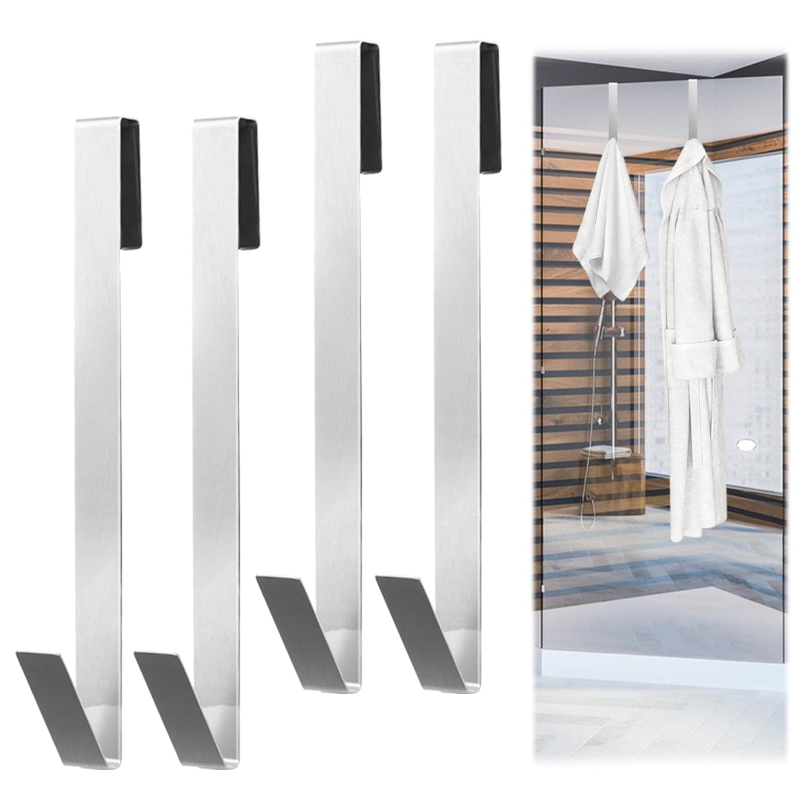 KASURE Heavy Duty Duschhaken Silber für Duschwände und Badezimmer-Glastüren