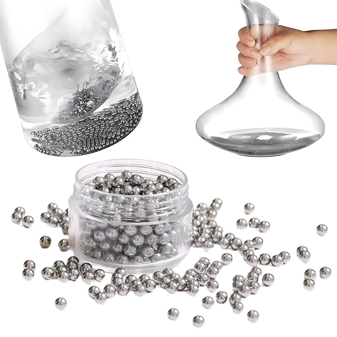 Edelstahl Reinigungsperlen 1000pcs für Flaschen und Karaffen - Kratzfrei & einfache Reinigung - Dekanaten Vase