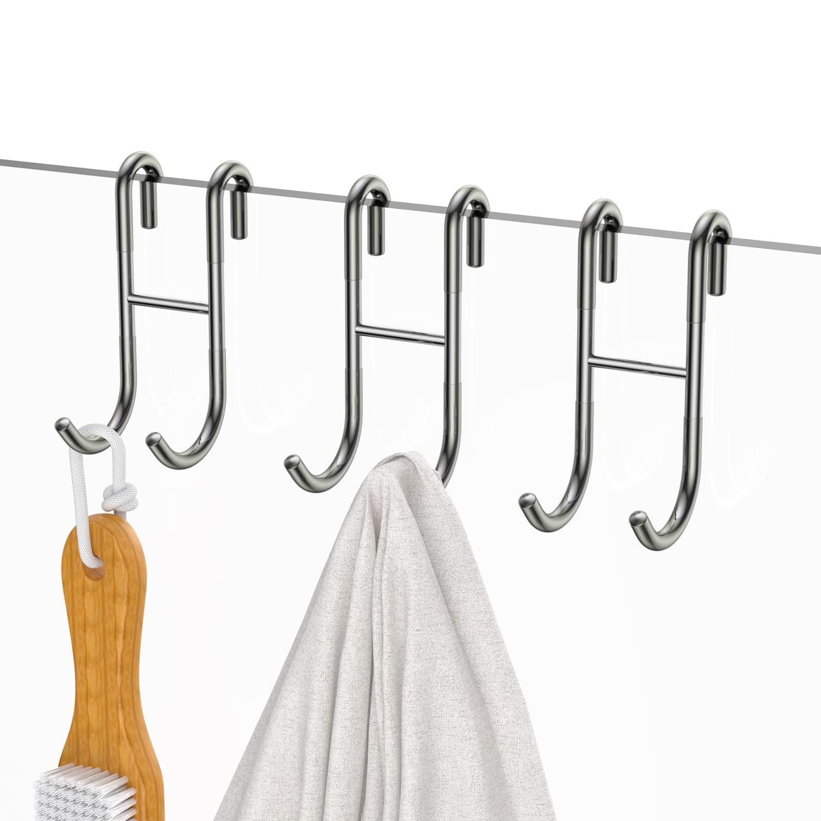 Duschhaken Silber 3 Stück für Glasscheibe ≤ 10mm & 30mm Badezimmerschleuse Halterung