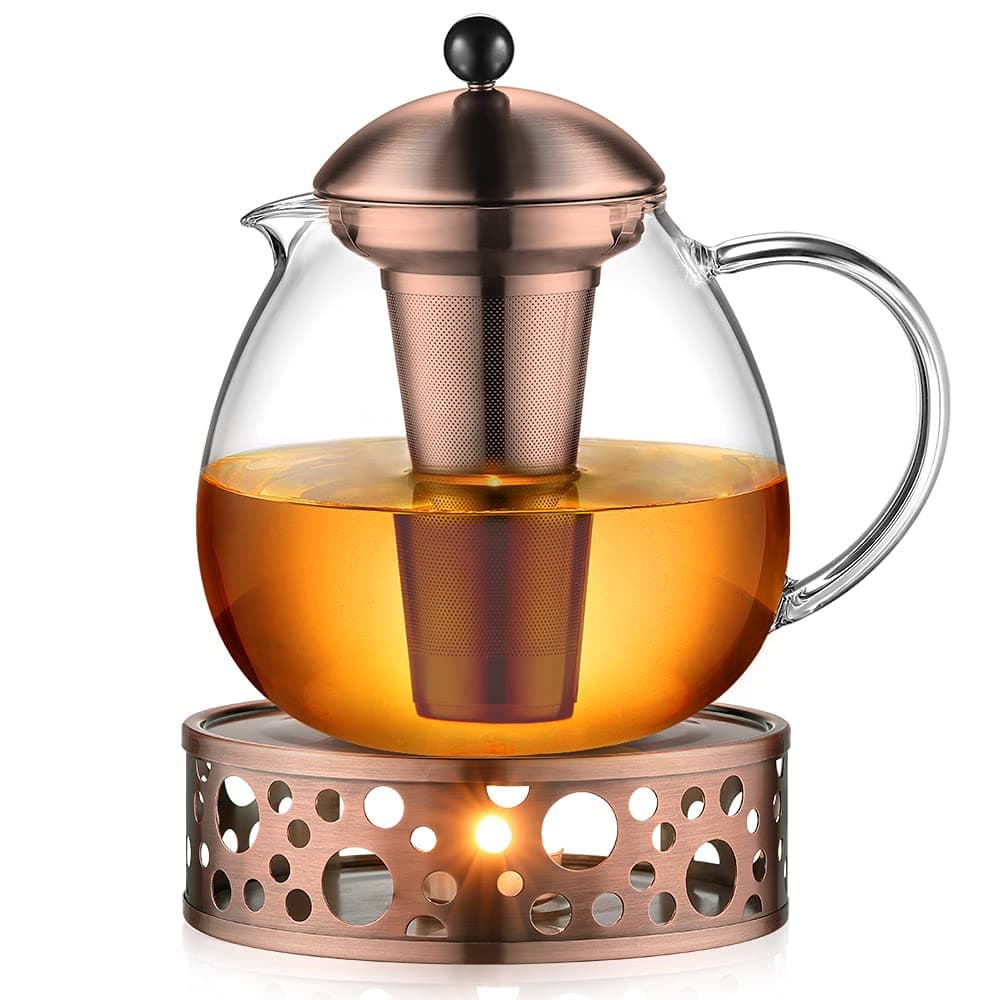 Glastal Bronze Teekanne 1500ml Edelstahl Teewärmer für Teebegeisterteuled
Glastal 1500ml Bronze Teekanne mit Stövchen fü