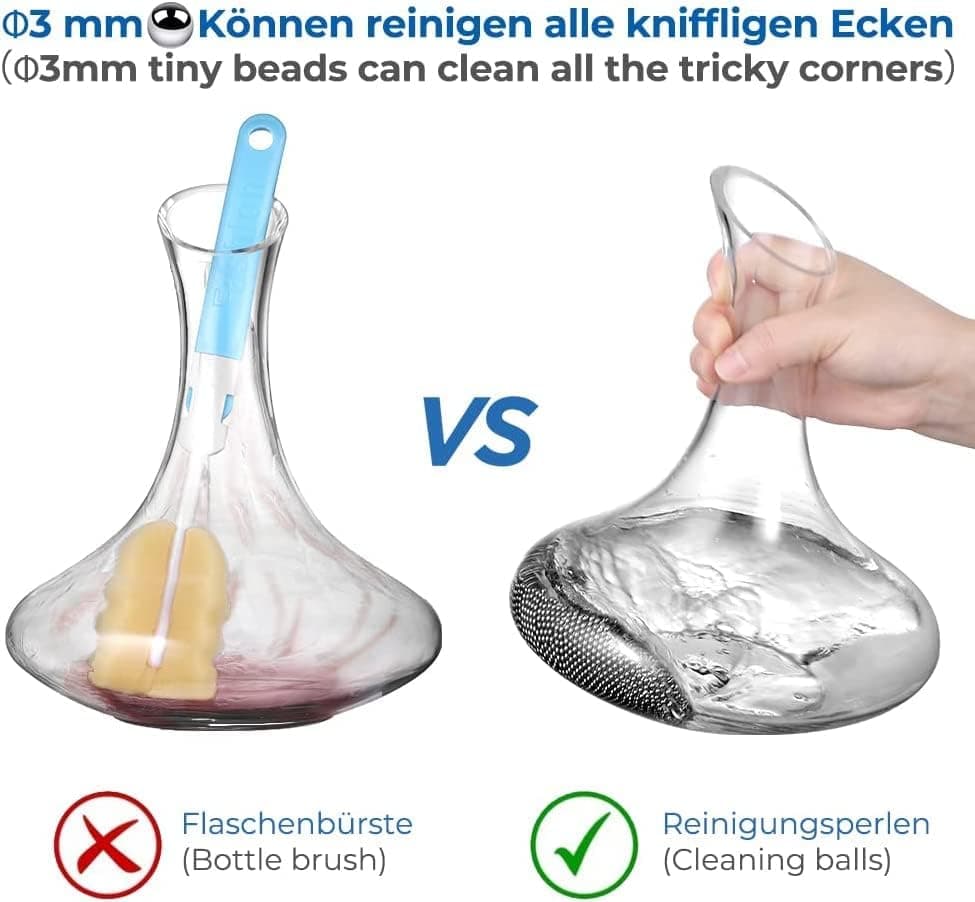 EcoOE Edelstahl Reinigungsperlen Flaschenreiniger für Dekanter Vase Karaffen (1200 Stück) Rostfrei und hygienisch