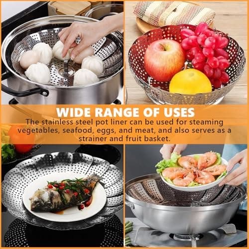 Edelstahl Dampfgarer für Köchlein, dünne Speisenbereitung und flexibles Kochen (17-27cm)