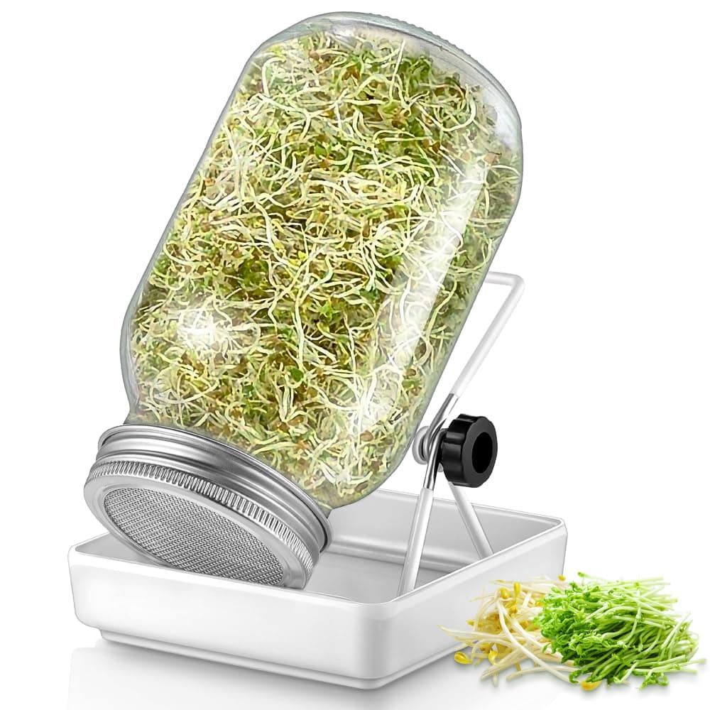 EcoOE Sproutglas Set Edelstahl Filter 1er Quality für Grünzeuganbau Wasserschale Inox 304