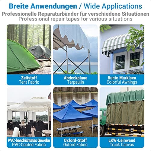 Ecooe Planen Reparatur Set für PVC-beschittene MarkisenSonnenschirmPavillonPartyzelt professionell Wasserdicht 10M x 10C