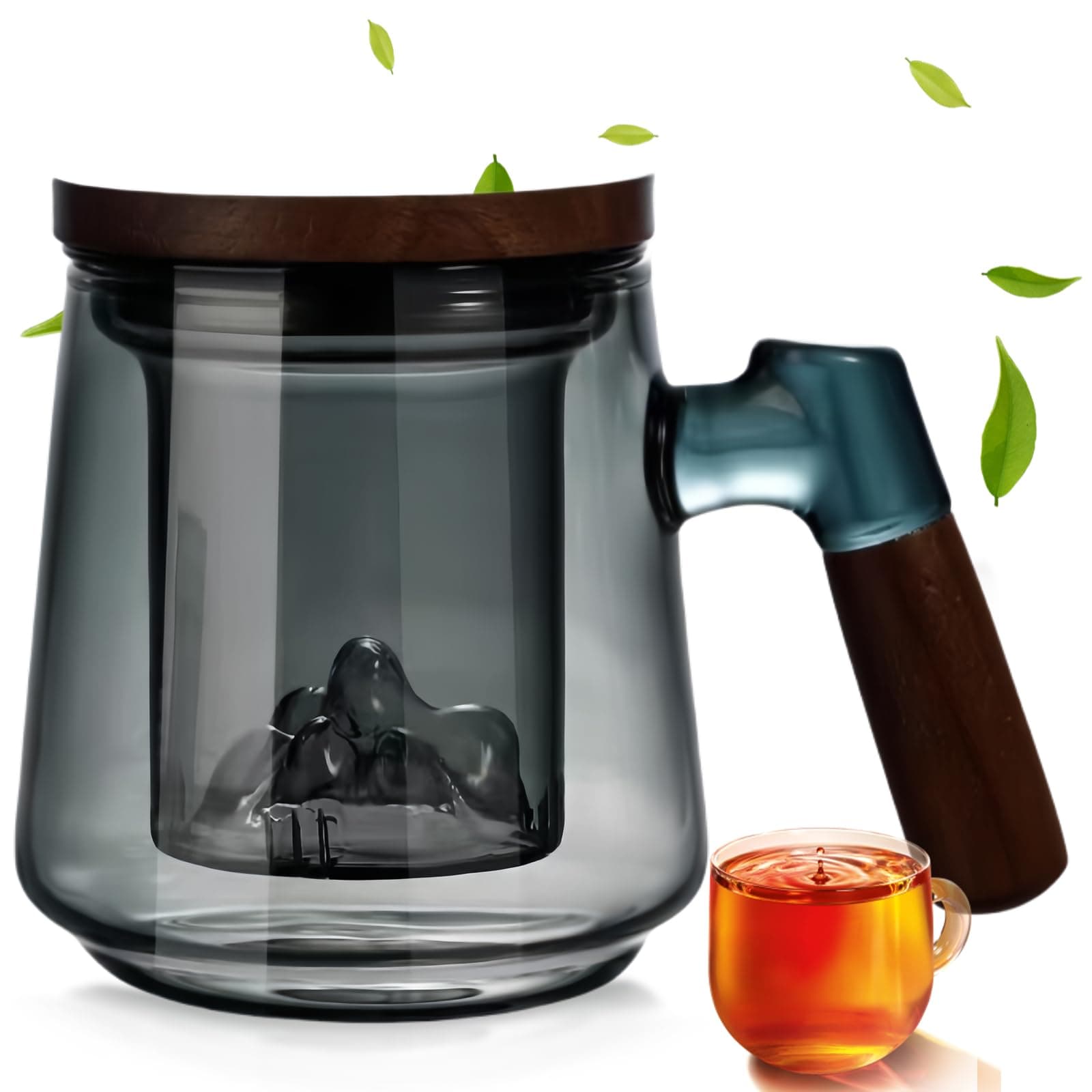 Teetasse mit Deckel und Sieb für Blühtee 500ml Glas mit Siebeinsatz