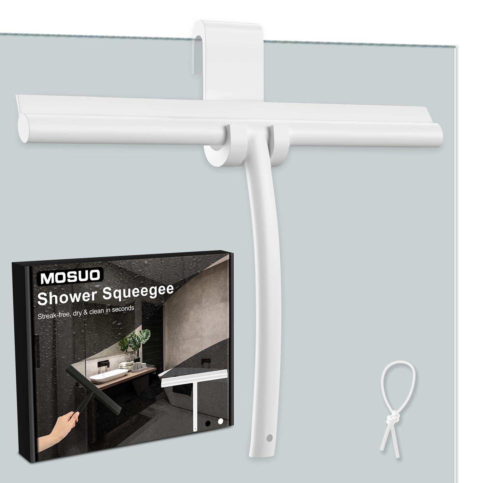 MOSUO Silikon Duschabzieher für Badezimmer und Spiegel (White 28CM)
| MOSUO Abzieher mit Edelstahl-Kern für Fensterabzi