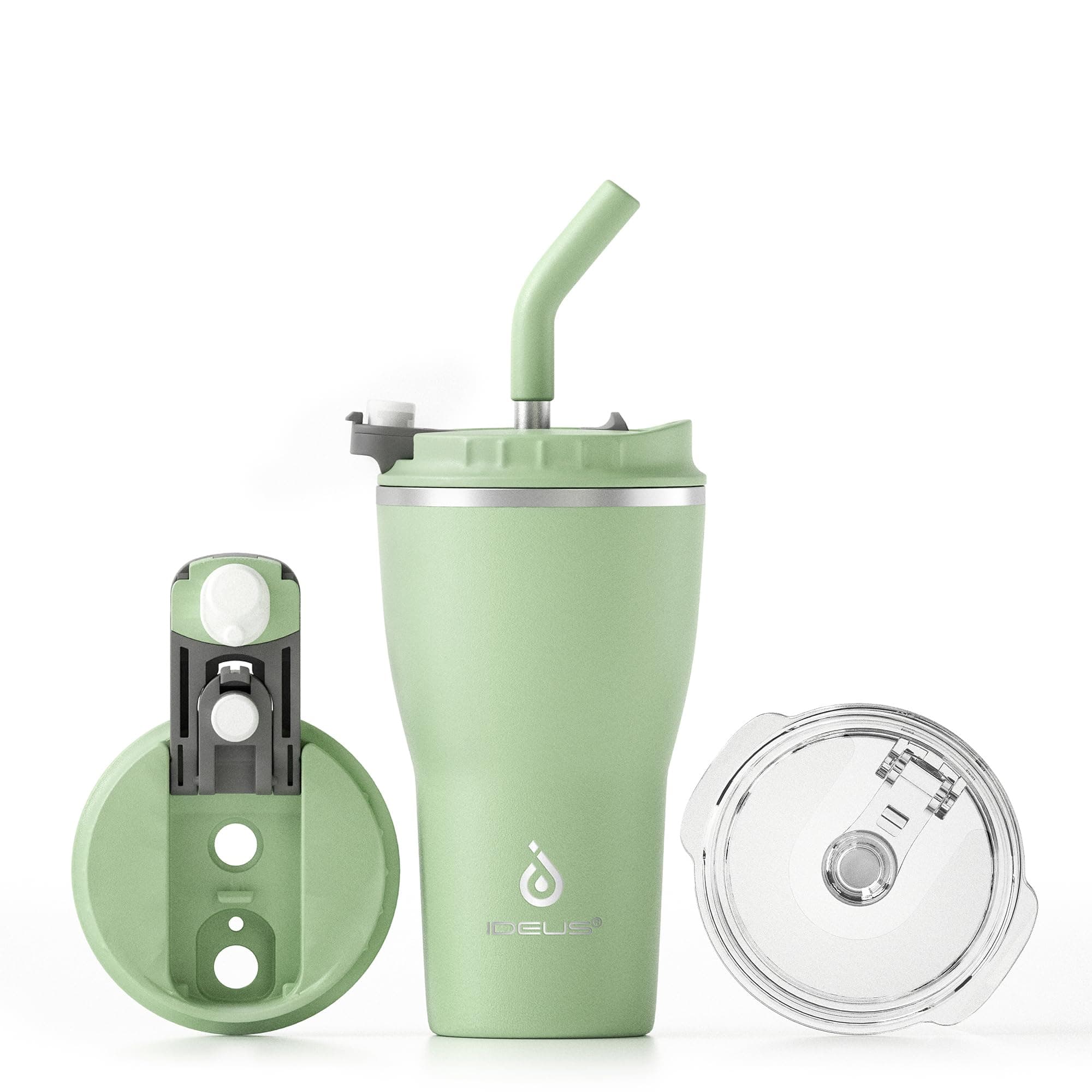 Ideaux Isolierbecher 14oz (420ml) | Doppelwandig | Eign. für Kaffee & Tee - Grün | Auslaufsicher | Reisebef. | Heiß & Ka
