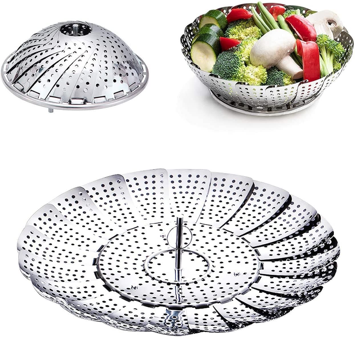 Edelstahl Gemüsedämpfer Dampfkorb für Meeresfrüchte Eier Fleisch (14 bis 2|5 cm)  
Edelstahl Gemüsedämpfer mit Dampfkorb
