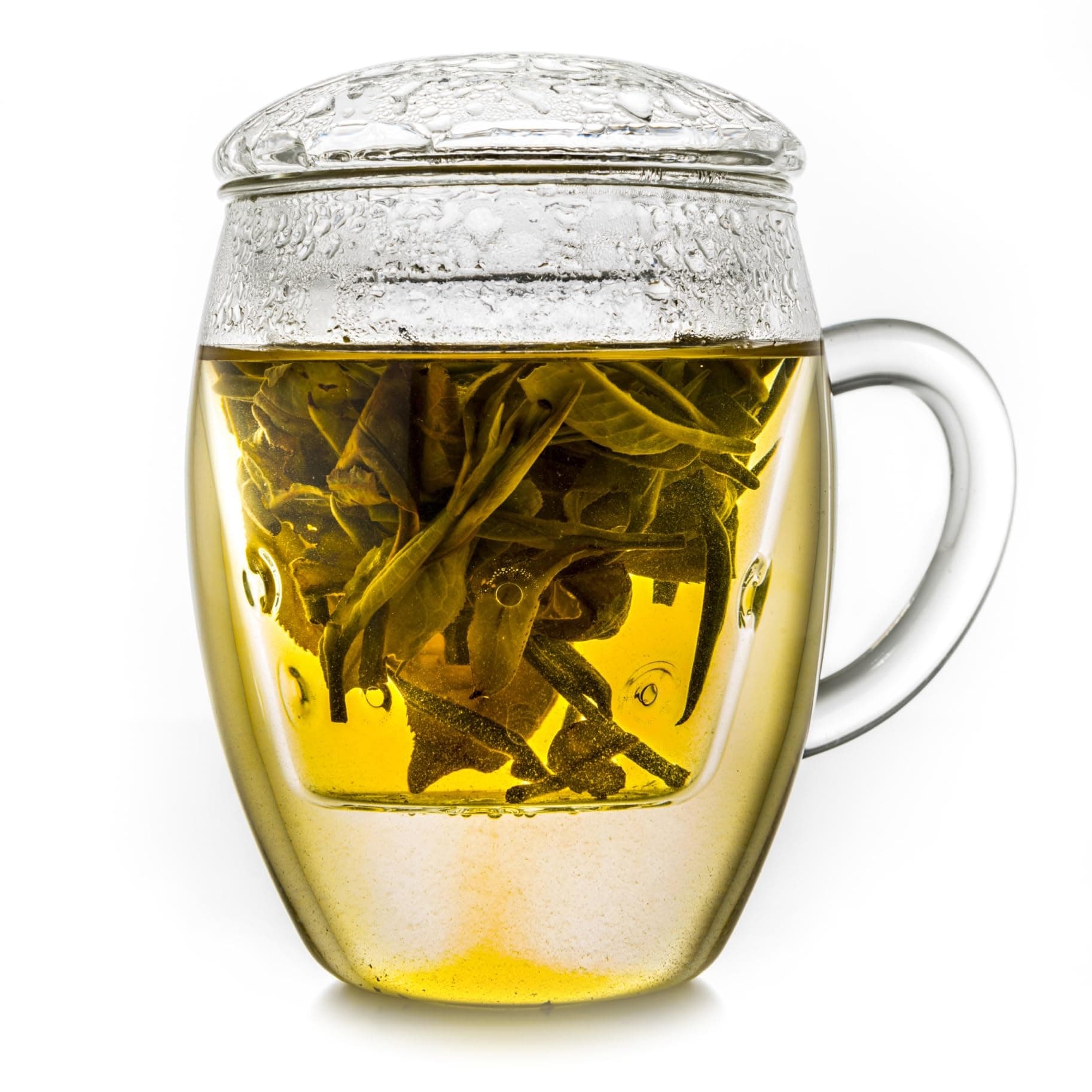 Creano Teeglas All-In-One, große Teetasse mit Sieb und Deckel aus Glas für Tee liebende Frauen und Männer bei jeder Gele