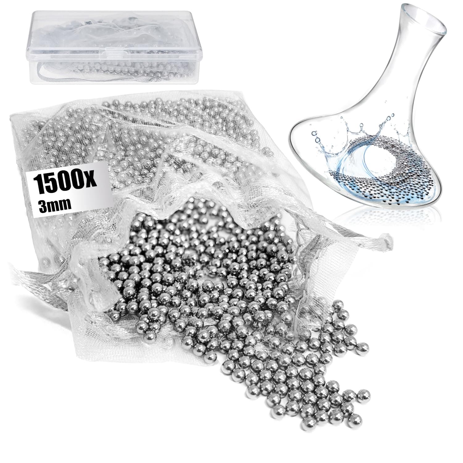 com-four® Edelstahl Reinigungsperlen für Flaschen – rostfrei & wiederverwendbar – Flaschen- und Weinwertung Reinigung (1