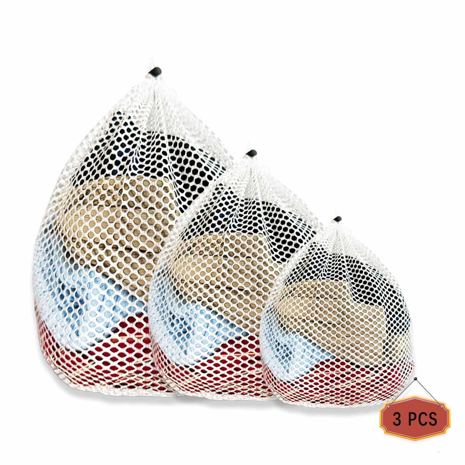 3 Stück Wäschenetz für Waschmaschine - Wäschebeutel 40cm - 60cm, 3 Verschiedene Größen, Kordelstopper, Wiederverwendbar
