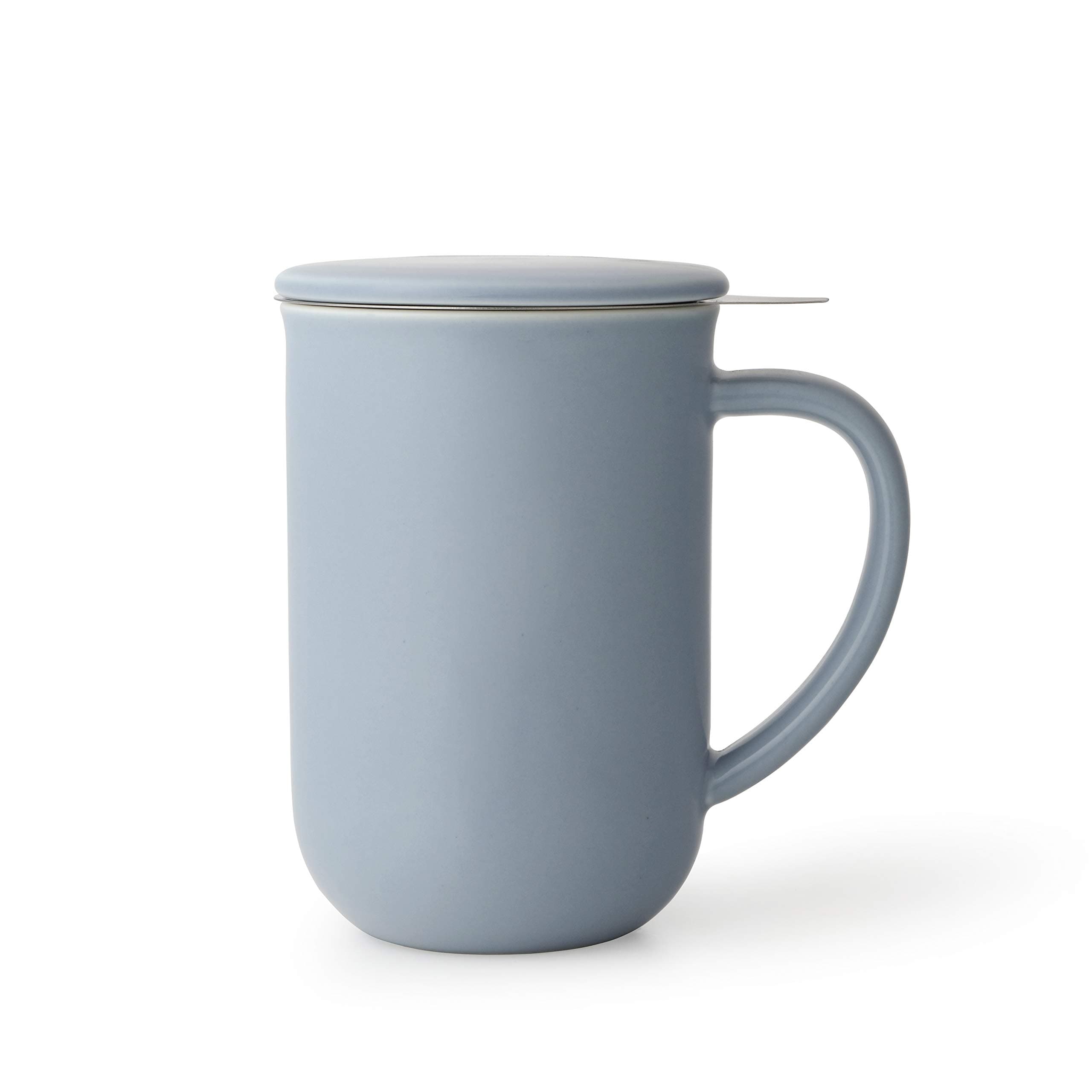 Viva Scandinavia Porzellan Tee Tasse mit Teesieb und Kaffee-Becher für lossen Tee, Hazy Blue, 0,55 Liter | Edelstahl Sie