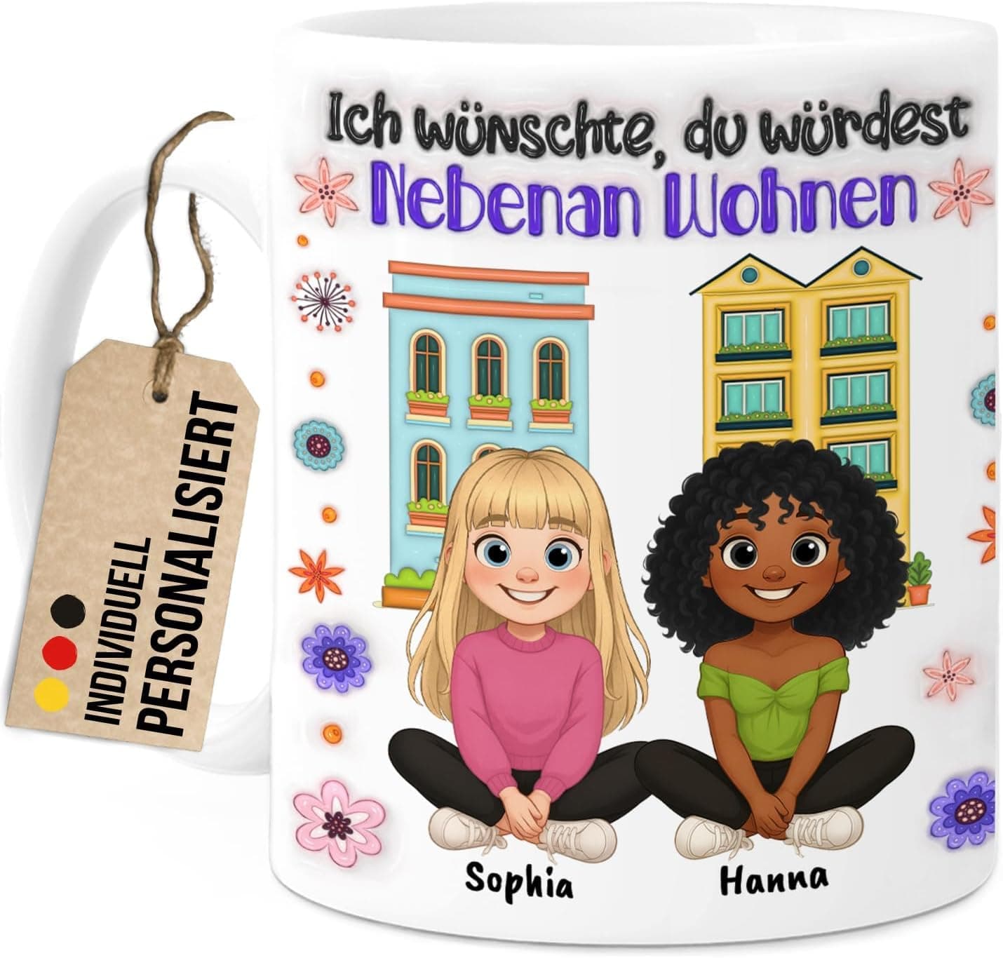 Personalisierte Tasse für beste Freundinnen - Geschenk für Bffs - Nebenan wohnen