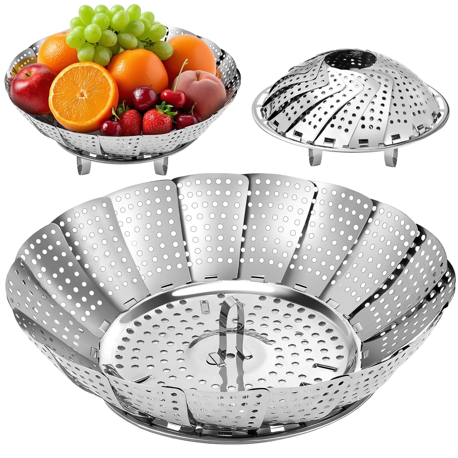 Edelstahl Dampfgarer für Köchlein, dünne Speisenbereitung und flexibles Kochen (17-27cm)